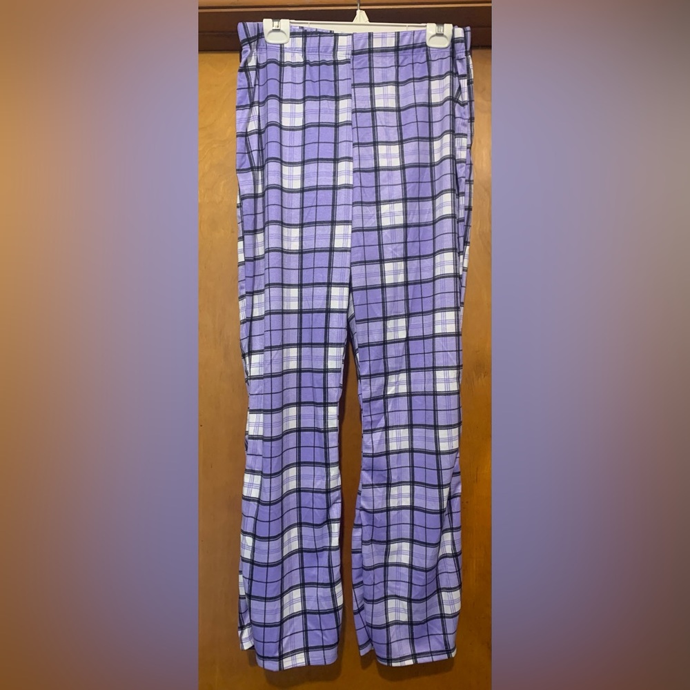 Jolie & Joy 2X Purple Plaid Casual Pants